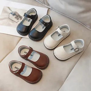 Chaussures Mary Jane Vintage pour Filles en Cuir PU Bout Rond Semelle Souple Chaussures de Princesse pour École Fête