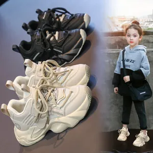 Kids Chunky Sneakers Boys Girls Breathable Mesh Artificial Leather Soft Sole Non-Slip Casual Running Shoes Fashion 1996
