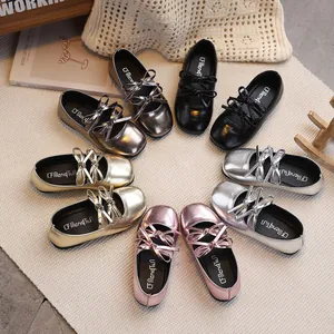 Scarpe Mary Jane da Ragazza Con Fiocco in Vernice Metallica Scarpe Basse da Principessa per Matrimonio Festa Bambini Primavera Autunno