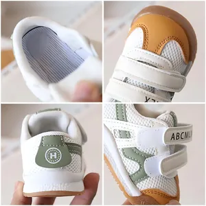 Breathable mesh toddler sports shoes with velcro straps and durable rubber soles