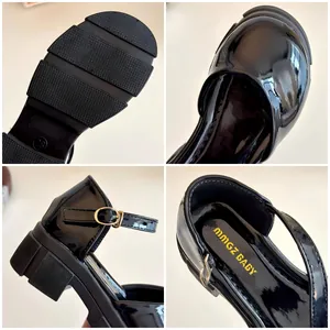 Glänzende schwarze Lackleder-Mary-Janes für Mädchen mit rutschfester Gummisohle