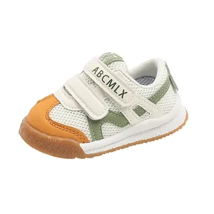 Breathable baby boy sneakers with mesh fabric and anti-slip rubber soles for toddlers