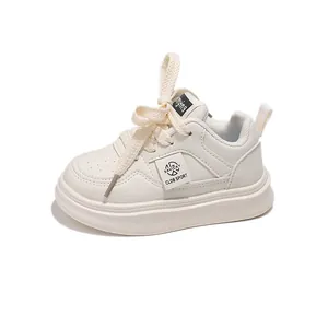 Kids casual sneakers in cream white with non-slip rubber soles for spring style