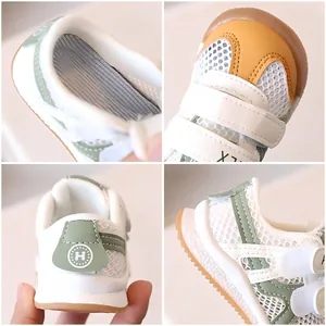 Chaussures de marche respirantes pour bébé avec mesh et semelles antidérapantes en vert