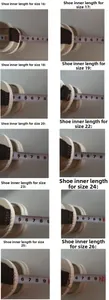 Size chart showing inner lengths from 11.5cm to 16.5cm for toddler summer sandals