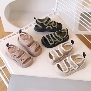 Kids breathable sport sandals with adjustable velcro straps in three colors