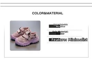 Detailsicht der Mädchen-Sandalen mit Mikrofaser-Obermaterial und Gummisohle in Rosa