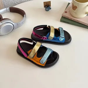 Kids colorful sandals with metallic straps and thick rubber soles for summer fashion