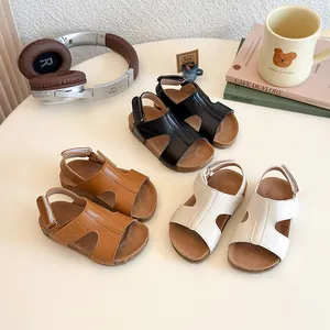 Kids Birkenstock Style Sandals Summer New Boys Girls Non-Slip Soft Sole Beach Shoes Toddler Open Toe Velcro Cork Texture Sandals