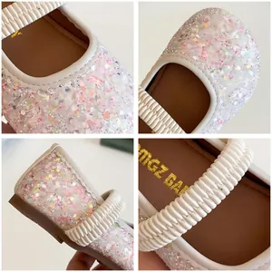 Chaussures Mary Jane pour fillettes avec paillettes colorées et bride souple élastique