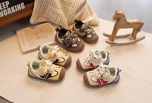 Toddler casual sneakers with non-slip rubber toe cap and Velcro strap closure details