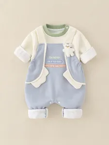 Completo da Neonato Bambino Bambina Felpa a Maniche Lunghe E Salopette Set Carino Cartone Animato Tigre Orso 3D Abbigliamento Misto Cotone