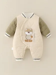 Baby Jungen Gesteppter Jumpsuit Cartoon Fuchs Stickerei Langarm Warmer Strampler Klasse A Säugling Winter Wattierte Kleidung