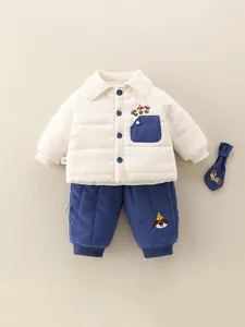 Ensemble d'hiver pour bébé avec veste matelassée et pantalon à broderie de chien