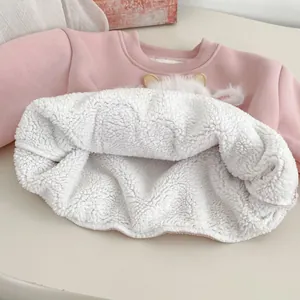 Ensemble d'hiver en polaire pour fillettes avec doublure chaude en laine d'agneau rose