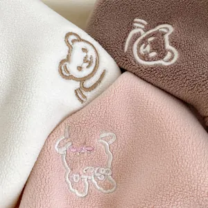 Plush winter undershirt for kids featuring cute bear embroidery in white, brown and pink