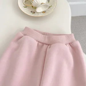 Ensemble d'hiver rose en molleton pour fillette avec taille élastique douce pour 2025