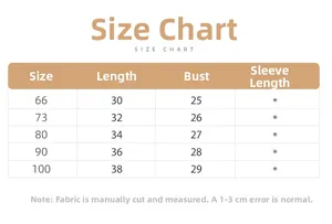 Detailed size chart for baby girls ribbed shirt showing length and chest measurements