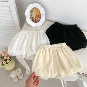 Baby Girls Cotton Summer Shorts Casual Versatile Solid Color Bloomers Soft Breathable Toddler Lantern Pants For Daily Outwear