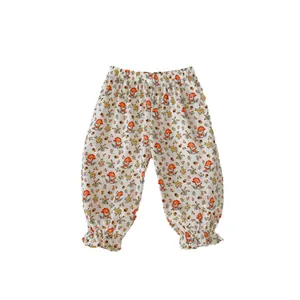 Pantalon lanterne pour filles avec fleurs et champignons et taille élastique
