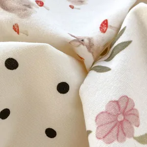 Ensemble d'été pour bébé fille avec imprimé lapin et champignon en tricot de coton doux