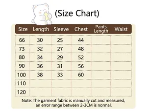 Detailed size chart for baby girls' sweater with chest, sleeve and length measurements