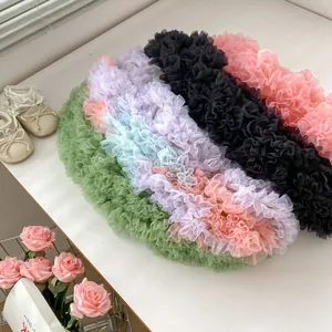 Breathable multi-layer tutu skirt for girls in pastel green, purple, black, and pink