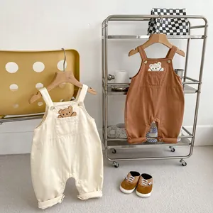 Simpatico Pagliaccetto da Neonata con Ricamo a Orsetto in Cotone Tuta Intera per Neonati Bambini Piccoli Vestiti Casual Autunno Primavera