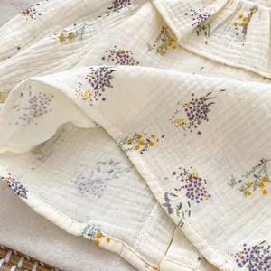 Baby floral muslin cotton blouse with ruffle collar detail and delicate flower print