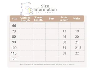 Detailed size chart for girls thick fleece trousers showing lengths for sizes 73 to 110