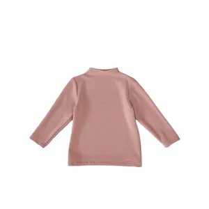 Toddler long sleeve mock neck thermal top in dusty rose soft warm velvet fabric