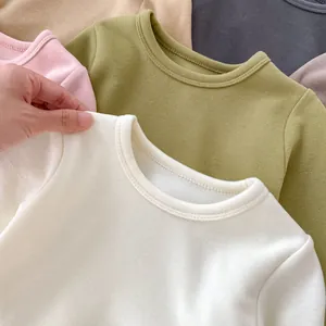 Detail of soft fleece lining and high elastic collar on children thermal underwear sets