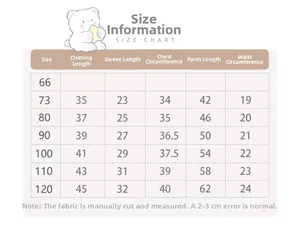 Detaillierte Größentabelle für Baby-Fleece-Kapuzenpullover und gestreifte Hosen Sets