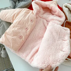 Veste d'hiver épaisse à capuche pour bébé avec doublure polaire et boutons pression