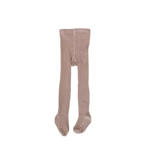 Legging en coton côtelé rose pour bébés avec taille élastique et pieds intégrés