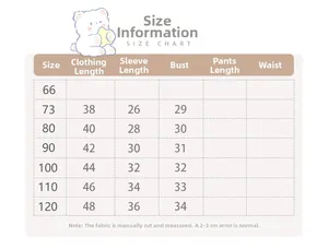 Detailed size chart for girls rabbit ear cardigan showing length and bust measurements