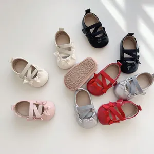 Scarpe Mary Jane da Neonata con Fiocco Suola Morbida Scarpe Primi Passi Antiscivolo in Ecopelle Scarpe da Principessa