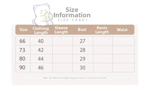 Guide des tailles pour body bébé avec mesures de la longueur et de la poitrine