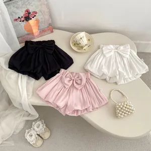 Baby Girls Sweet Bowknot Pumpkin Shorts Summer Tencel Breathable Cotton Lining Lantern Bloomers For Toddler Kids Infant Girls Daily Wear