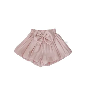 Pink toddler girl shorts with large sweet bow and elastic waist in size 73