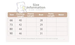Size chart for baby floral embroidery bodysuit with length and chest measurements