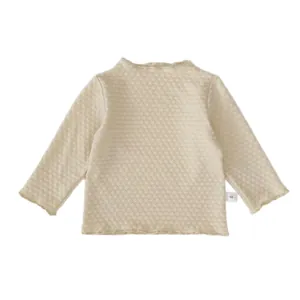 Baby-Langarmshirt in Creme mit Wabenmuster und gewellten Kanten für kleine Mädchen