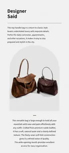 Dettaglio delle borse tote in pelle scamosciata premium in tonalità marrone