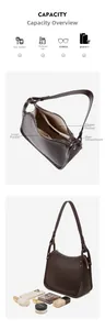 Detailed interior view of dark brown leather bag showing main compartment and pockets