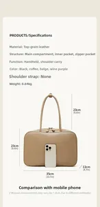 Detailed dimension guide for leather Boston bag with 35x23x12cm size measurements