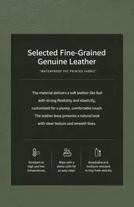 Détail du cuir grainé vert avec texture imperméable et propriétés de matériau flexible
