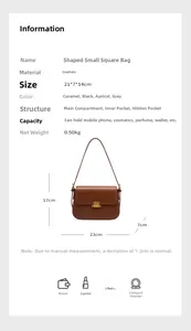 Detailed technical chart of the leather bag showing dimensions and structural features