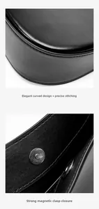 Close-up of leather bag showing precise stitching and strong magnetic buckle closure