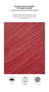 Detailed macro view of scratch-resistant dark red top grain cowhide leather texture