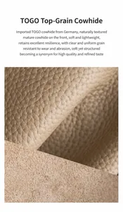 Close-up of premium Togo calfskin leather showing natural grain and soft texture